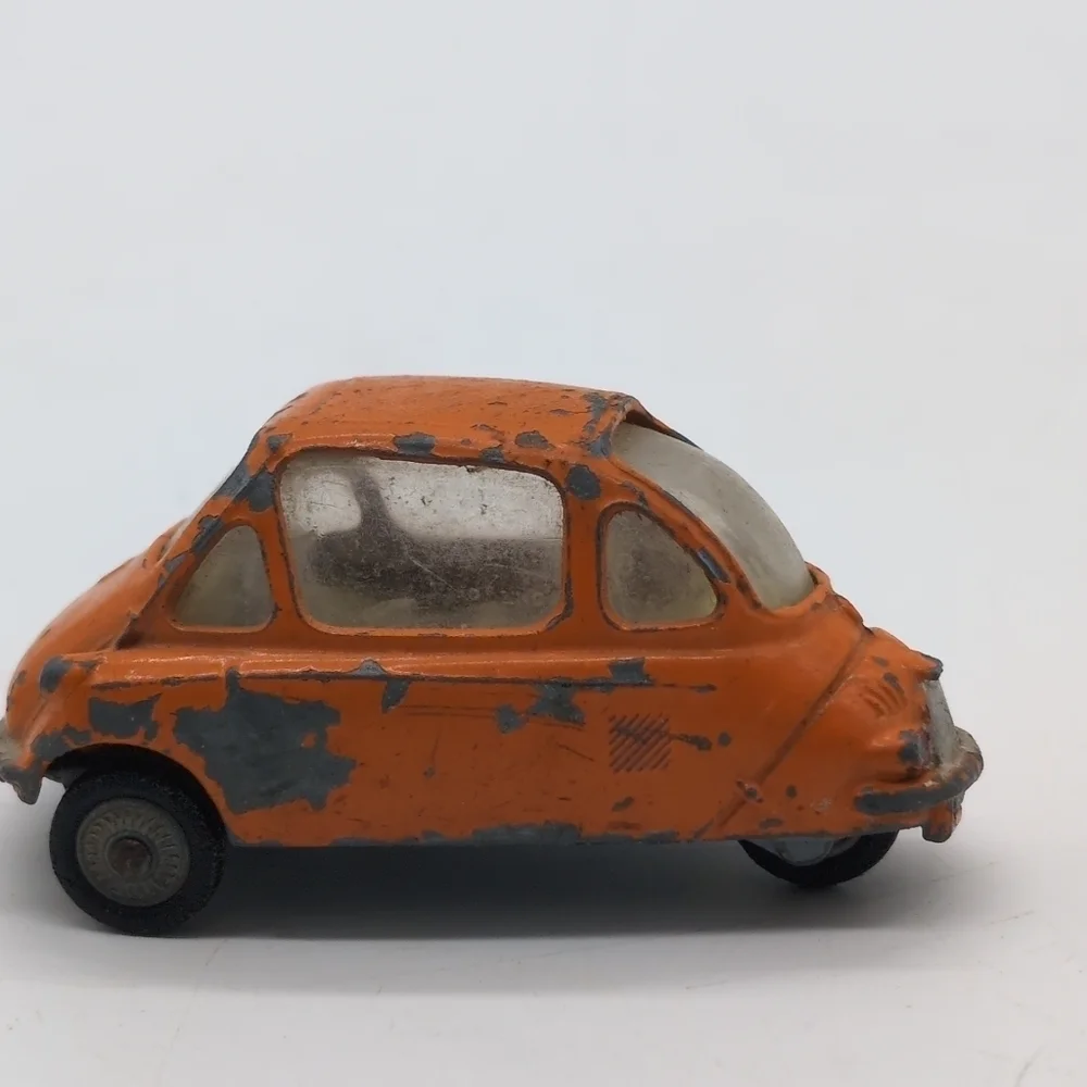 Vintage Toy Car Set - Corgi Heinkel Bubble, Midget Fire Truck, Tow Truck, Drag